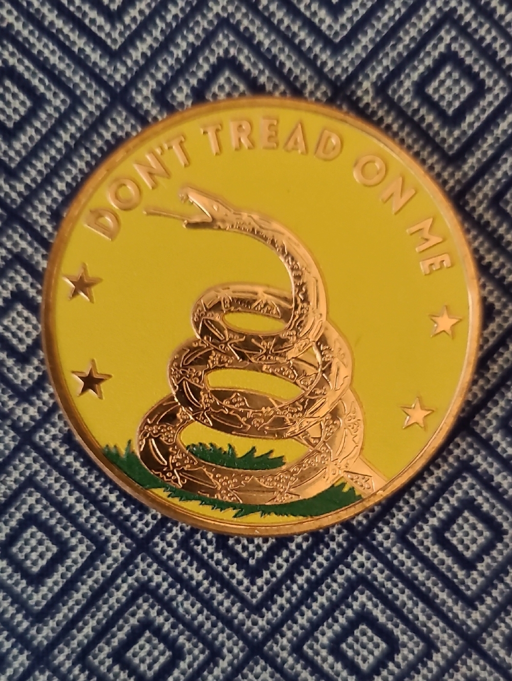 Reptile-Themed 'Don't Tread On Me' Yellow Snake Copper Bullion